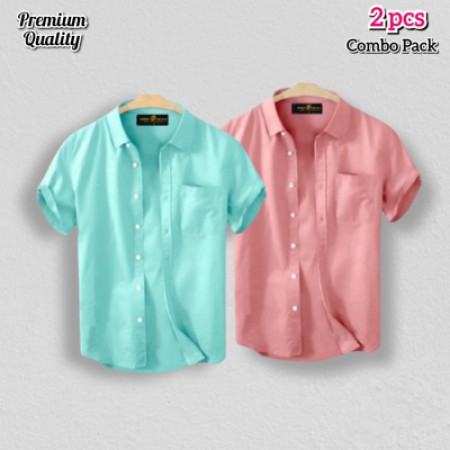 2 Pcs Half Shirt -Cream+Pest