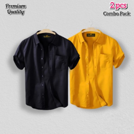 2 Pcs Half Shirt -Yellow+ Black
