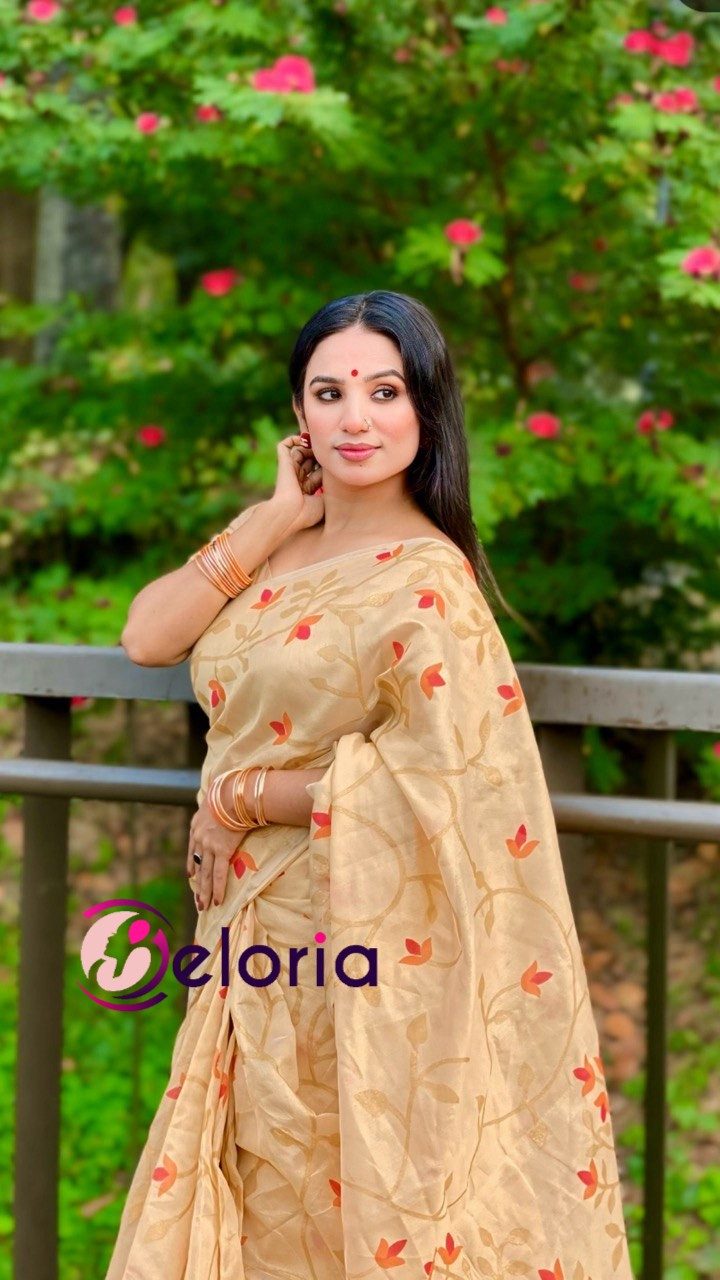 প্রিমিয়াম গোল্ডেন সিল্ক স্বর্নলতা শাড়ী HF 003 ব্লাউজ পিছ সহ