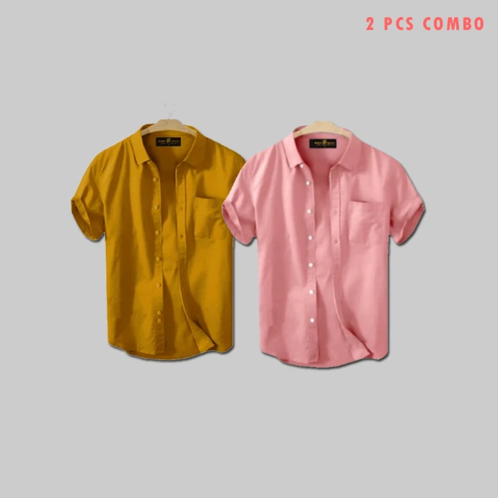 2 Pcs Half Shirt -Cream+ Kathali