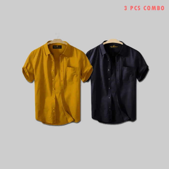 2 Pcs Half Shirt -Black+Kathali