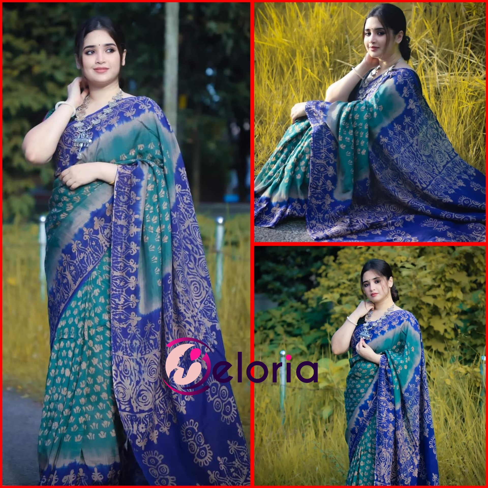 Premium Batik Silk Moslin Saree DP 002 ব্লাউজ পিছ সহ