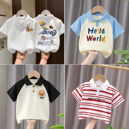 ৪ পিছ Stylish cotton Polo t-shirt combo for boys=HZ-649