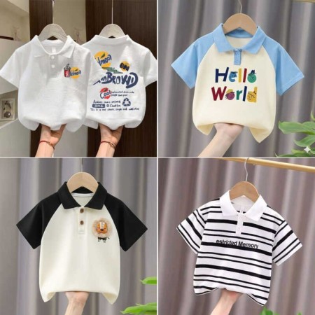 ৪ পিছ Stylish cotton Polo t-shirt combo for boys=HZ-648